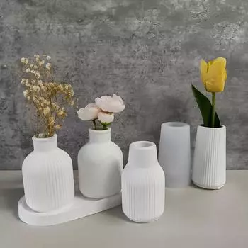Полоски Ваза Силиконовая Форма DIY Гипсовая Ваза 3D Украшения Формы Эпоксидная Штукатурка Бетон Цветочный Горшок Форма Садовое Украшение