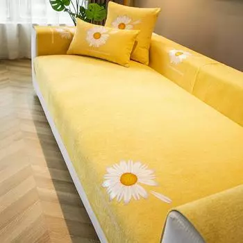 Полотенце для дивана в скандинавском стиле Four Seasons Chrysanthemum Printing, подушка для дивана, нескользящая кожаная ткань для дивана и моря для гостиной 70x70cm 1pcs