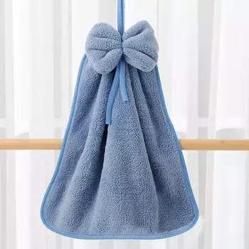 Полотенце для рук из кораллового флиса, однотонное, с бантом, быстросохнущее, впитывающее, уменьшающее пятна от воды, сохраняющее руки чистыми, многоразовое подвесное полотенце розовый