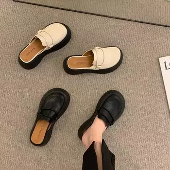 Полутапочки Baotou без шнуровки с толстой подошвой, женщины носят сандалии на улице летом 40 чёрный
