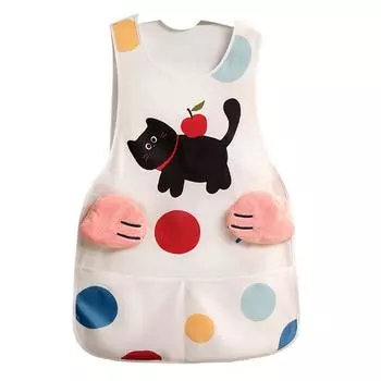 Polyester Oil Proof Apron Cartoon Cooking Vest Apron Lightweight Waterproof Apron Home Style A