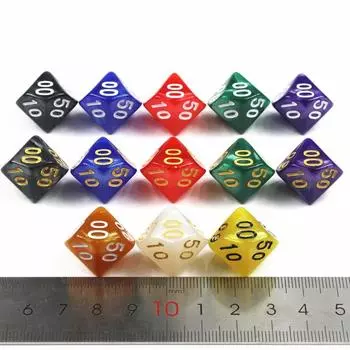 Многогранный D10(00-90) Игральные кости DND Набор из 10 многогранных игральных костей для веселой настольной игры на вечеринке Blue white ink