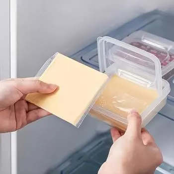 Polypropylene Cheese Storage Container with Flip Top Lid - Reusable, Rectangle Multipurpose Plastic Fridge Organizer, Hand Wash Only