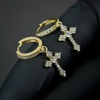 POMOiii модные милые серьги-крестики для женщин/мужчин с кристаллами CZ высшего качества, стильные вечерние повседневные серьги, корейские ювелирные изделия белый