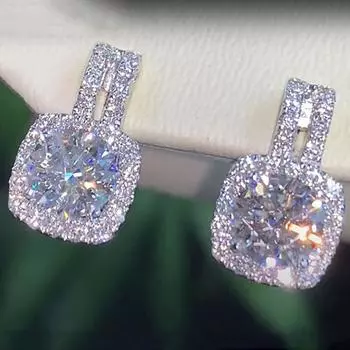POMOiii модные серебряные серьги-гвоздики с фианитом для женщин, блестящие белые серьги с цирконом, ювелирные изделия белый