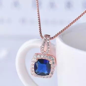 POMOiii великолепное ожерелье с кубическим цирконием для женщин Высокое качество свадебные ожерелья для свадьбы модные украшения 45cm синий