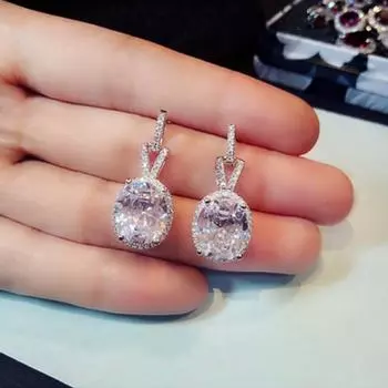 POMOiii женские висячие серьги с белым фианитом AAA, блестящие женские аксессуары, высокое качество, серебряный цвет, модные украшения белый