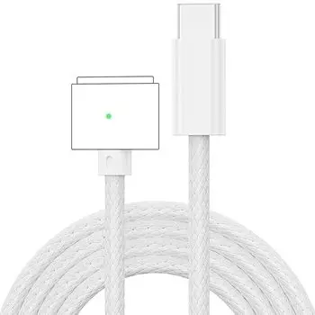 PonJel 140W USB-C - магнитный 3-контактный кабель для зарядки (2м/6,6фута), Кабель Mag-safe Type-C для зарядки Macbook Air с тремя кабелями (13 /15 , М2/М3, 2022/2023/2024),