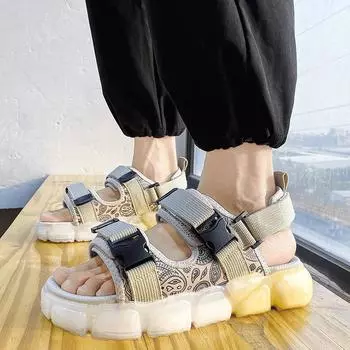 Popcorn Sandals Men s Summer Velcro Beach Shoes New Casual Outdoor Fashion Jelly Bottom Shoes 39