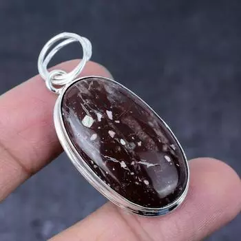 Poppy Jasper Gemstone Handmade 925 Sterling Silver Jewelry Pendant 2.09 F9I91