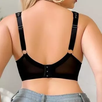 Popular black lace splicing large size bra moldless cup large size underwear source 1XL