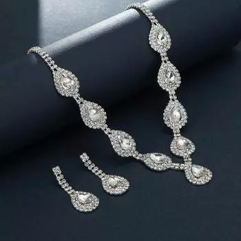 Popular Jewelry, Water Drop Set, Necklace Stud Earrings, Two-Piece Set, Versatile, Bridal Wedding Jewelry.