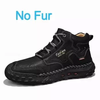 Popular Men Winter Boots Casual Leather Antiskid Sneakers Comfy Plush Snow Outdoor Shoe Warm Ankle Boots Classic Hiking Footwear 38