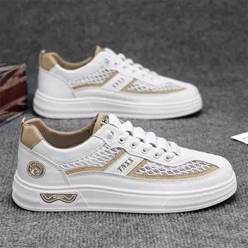 Popular summer breathable deodorant thin hollow mesh board shoes casual little white men s shoes flat sports mesh shoes 39