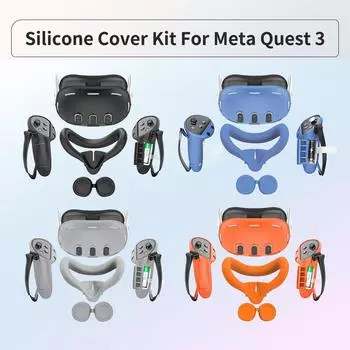 Popular VR Accessories Pack of 5pcs Silicone Cover Set For Meta Quest 3 Protect Your VR Headset Face Cover & Controller Covers серый
