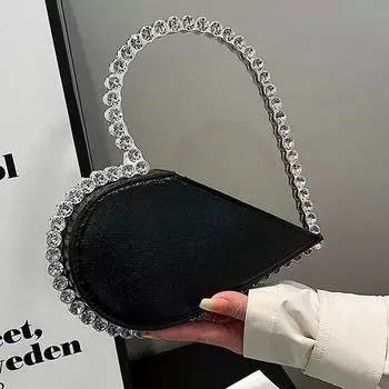 Популярная сумка в форме сердца, сумка для ужина с бриллиантами, модная женская сумка в иностранном стиле, сумка для переноски 26/20/6 серебряный