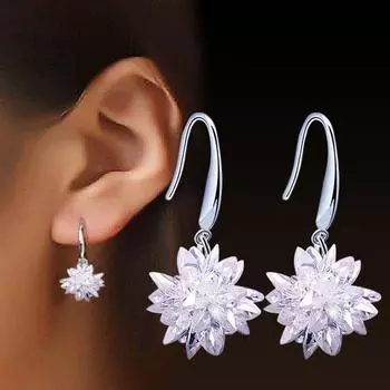 Популярные универсальные серьги Pure Love Crystal Ice Flower серебряный