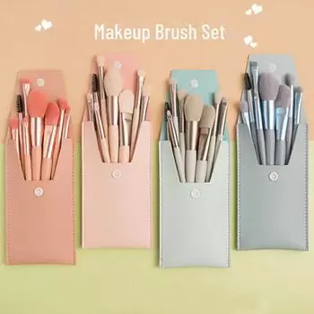 Portable 8-Piece Makeup Brush Set: Soft Bristle Brushes for Beginners, Includes Eyeshadow and Blush Tools