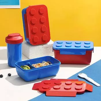 Portable Building Blocks Lunch Box for Kid School Fruit Sealed Food Storage Container Microwave Student Outdoor Picnic Bento Box