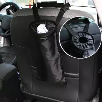 Portable Car Seat Back Garbage Bin Bag Auto Trash Dust Holder Case Hang Litter Box Oxford Cloth Wastebasket Container Storage чёрный