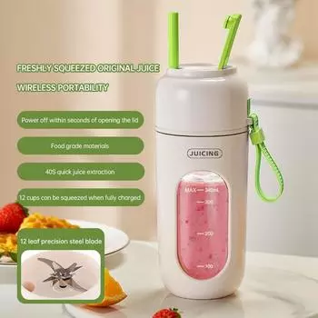 Portable Cup Juicer 12 Blades 2 Motors 1500mAh*2 Small Home Electric Fruit Blender Wireless Automatic Juicer for Smoothies фиолетовый