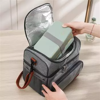 Portable Double Layer Insulation Lunch Bags Waterproof Keep Fresh Outdoor Large Capacity Durable Single Shoulder Picnic Bags