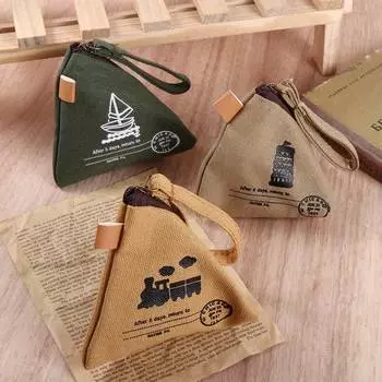 Portable Dumpling Shape Creative Gift Canvas Coin Purse Korea Style Wallet Mini Key Bag Coin Pouch sailboat