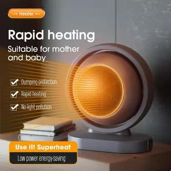 Portable Electric Fan Hot Air Heater Desktop Electric Stove Warm Air Blower Radiator Home Room Warmer for Winter Low Consumption us серый