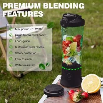 Portable Electric Juicer Fruit Mixers 600ML Blender with 4000mAh USB Rechargeable Smoothie Mini Blender Multifunction Machine