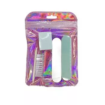 Portable Five Piece Set Nail Care Tools Polishing Strips Rubbing Strips Nail Kit Wooden Sticks Cow Horn Brushes Nail Tool Kit