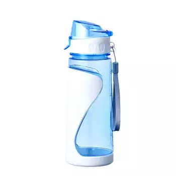 Portable handy cup, men s and women s double-layer water cup, simple plastic cup with lanyard, space cup, drop-proof and leak-proof cup 650ml