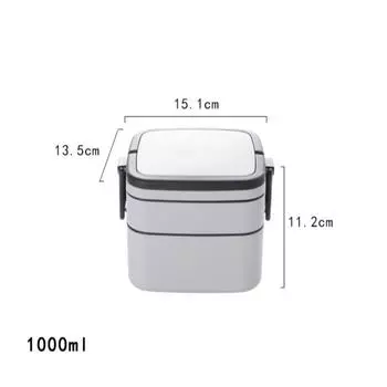 Portable Hermetic Lunch Box 2 Layer Grid Children Student Bento Box with Spoon Leakproof Microwavable Prevent Odor School