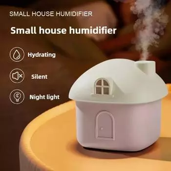 Portable Humidifier in The Shape of A House Equipped with Colorful Ambient Lights Wireless Humidification and Nano Fine Mist зелёный