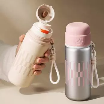 Portable Insulated Cup For Girls 316 Stainless Steel High Value Male Water Cup Large Capacity School Water Bottle коричневый