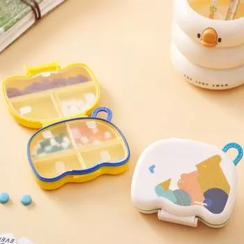 Portable Medicine Box With High Aesthetic Value For Seven Days Of Travel Multi Grid Packaged Pill Jewelry Sealed Storage Box жёлтый