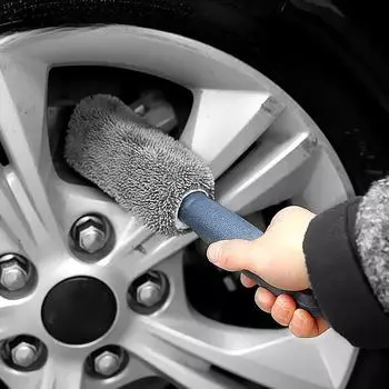 Portable Microfiber Wheel Tire Rim Brush Set Car Wheel Wash Cleaning for Car Wash with Plastic Handle Auto Washing Cleaner Tools чёрный