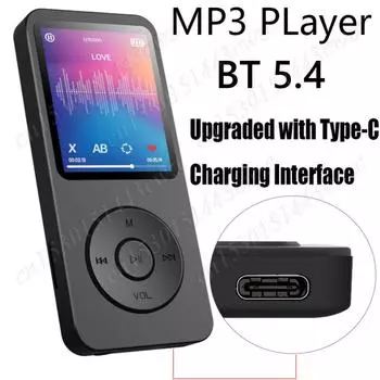 Portable Music Player MP3 Player Built-in Speaker Bluetooth 5.4 Music Stereo Player Support FM Radio E-Book Recording for Kids белый