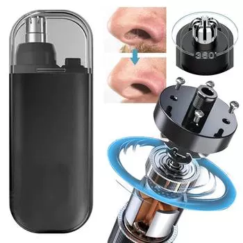 Portable Nose Hair Trimmer 2 in 1 Rechargeable USB Eyebrow Facial Hair Trimmer Clipper Powerful Electric Nose Hair Shaving Tools синий