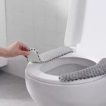 Portable Reusable Warm Plush Toilet Seat 4 Color Cuttable Washable Toilet Cover Set Warm Sticky Toilet Mat Seat жёлтый