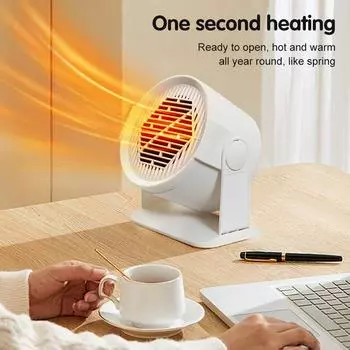 Portable Small Heater Office Energy Heating Saving Power Saving Fast Heating Low Noise Rotatable Angle Desktop Fan For Home us белый