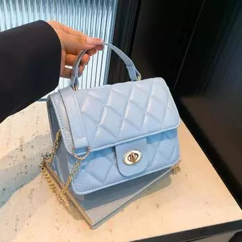 Portable small square bag 2025 women s summer new trendy fashion diamond chain bag Xiaoxiangfeng versatile messenger bag чёрный