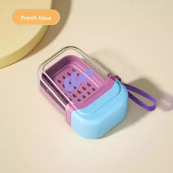 Portable Soap Box Travel Mini Soap Box Sealed Drain with Lid Soap Box Transparent Light Luxury High-end 1PCS синий