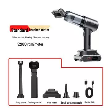 Portable Wireless Car Vacuum Cleaner with Suction, Blowing, and Water Tank