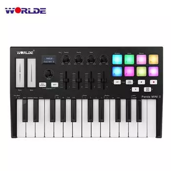 Портативная 25-клавишная USB-миди-клавиатура WORLDE Panda MINI II с 8 триггерными пэдами с RGB-подсветкой 4