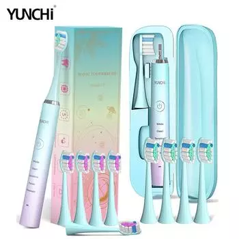 Портативная электрическая зубная щетка для взрослых Yunchi Sonic, 5 режимов, 2 минуты, умный таймер, перезаряжаемый через USB, 4 часа, быстрая зарядка, срок службы 45 дней