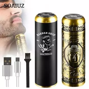 Портативная электробритва, перезаряжаемая через USB бритва, мини-электробритва с чистящей щеткой и триммером для волос в носу, электробритва для мужчин Type A