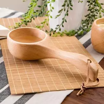 Портативная деревянная ложка для воды для сауны, совок для риса, кухонный ковш, посуда, инструмент хаки