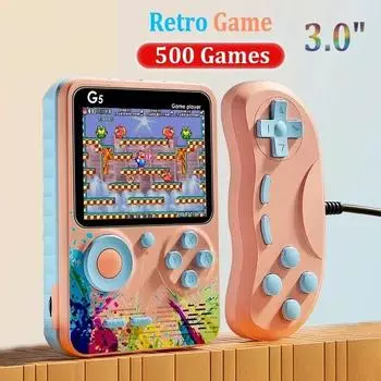 Портативная игровая консоль G5 в стиле ретро с 500 классическими играми, 3,0-дюймовым экраном, портативный геймпад, цвет Macaron, перезаряжаемая батарея 1020 мАч зелёный