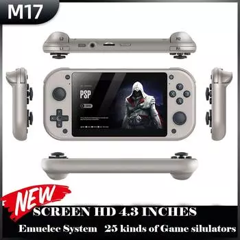 Портативная игровая консоль M17, 64 ГБ, 128 ГБ, система Linux с открытым исходным кодом, 4,3-дюймовый экран, портативный карманный видеоплеер, ретро-игровая консоль 64G белый
