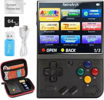 Портативная игровая консоль Miyoo Mini Plus в стиле ретро, 64 ГБ, TF-карта, 10000 игр, 3,5-дюймовая портативная перезаряжаемая игровая консоль с открытым исходным кодом
